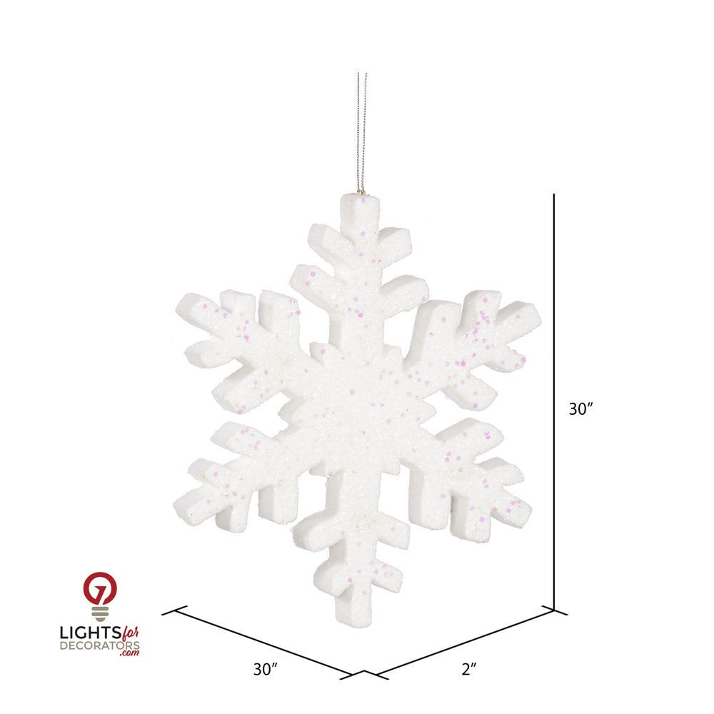 30" Outdoor Glitter Snowflake Ornament - White White- 30" — view 2