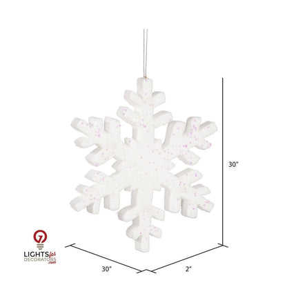 30" Outdoor Glitter Snowflake Ornament - White White- 30" — view 2