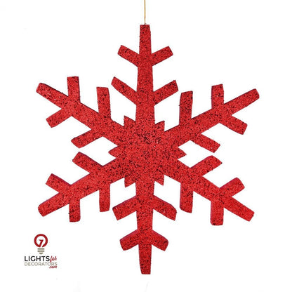 30" Outdoor Glitter Snowflake Ornament - Red Red- 30" — view 1