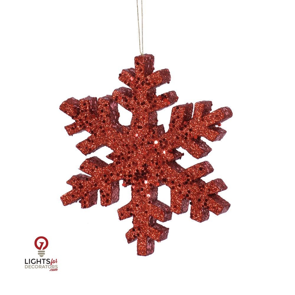 34" Outdoor Glitter Snowflake Ornament - Red Red- 36" — view 1