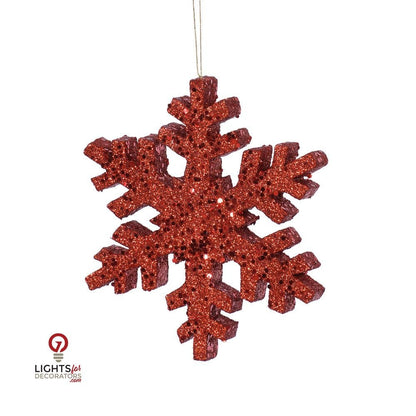 34" Outdoor Glitter Snowflake Ornament - Red Red- 36" — view 1