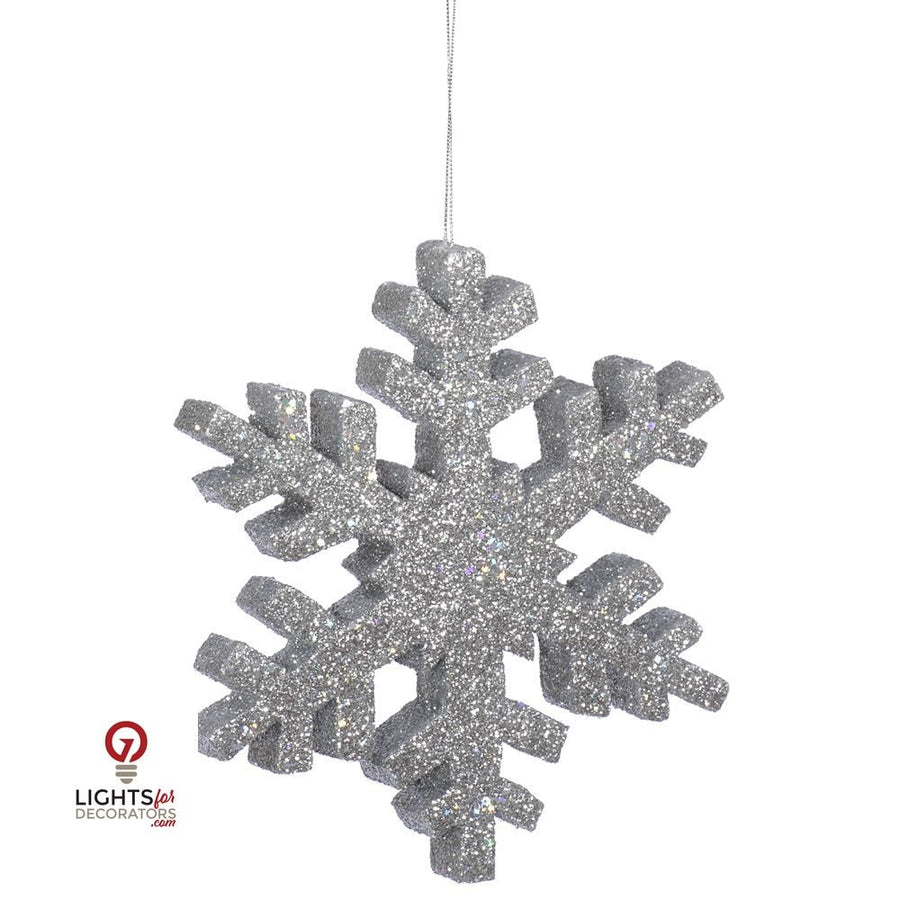 34" Outdoor Glitter Snowflake Ornament - Silver Silver- 36"