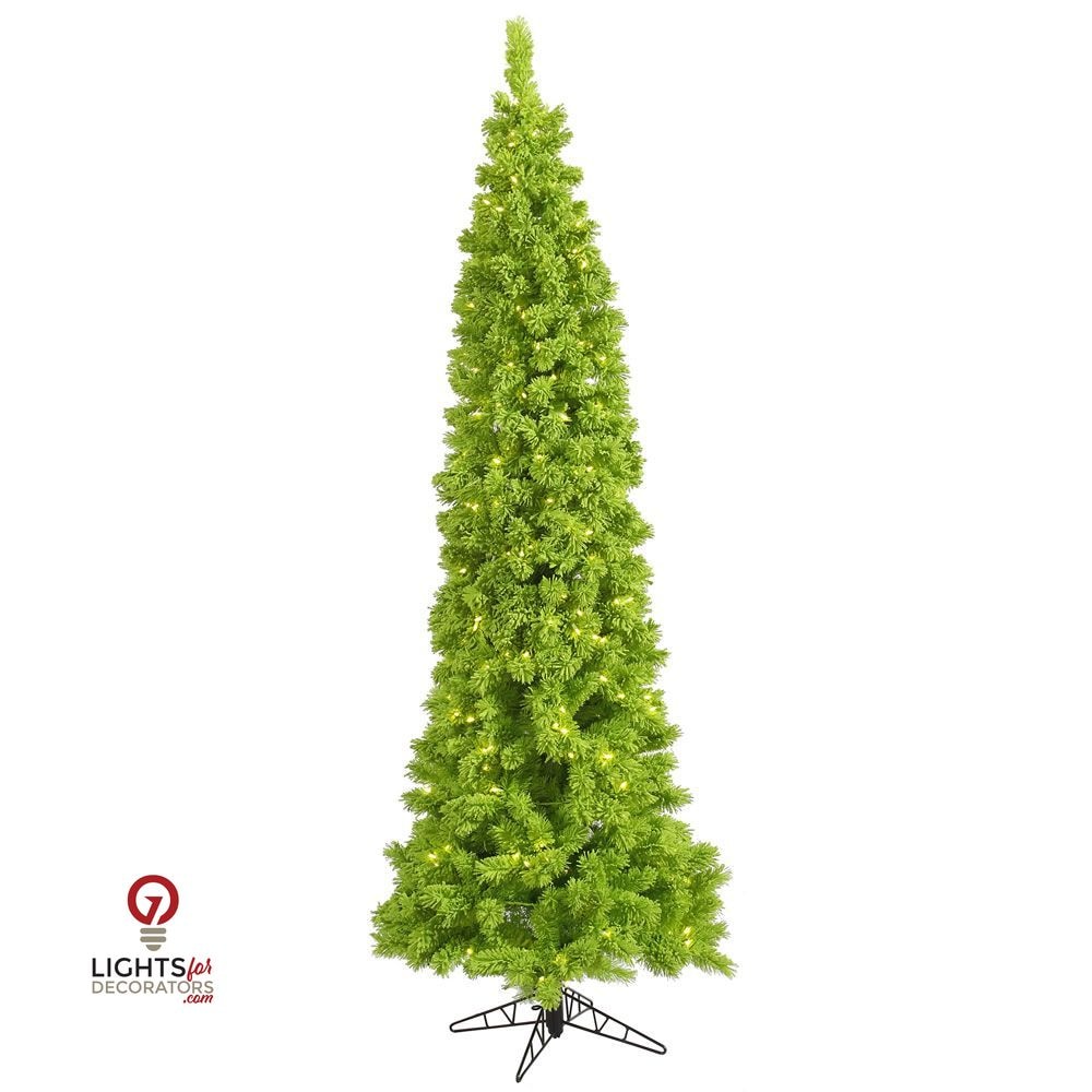 4.5' Designer Flocked Christmas Tree - Lime Green - Prelit Lime Green- 100 Lime Lights- 4.5' X 19" — view 1