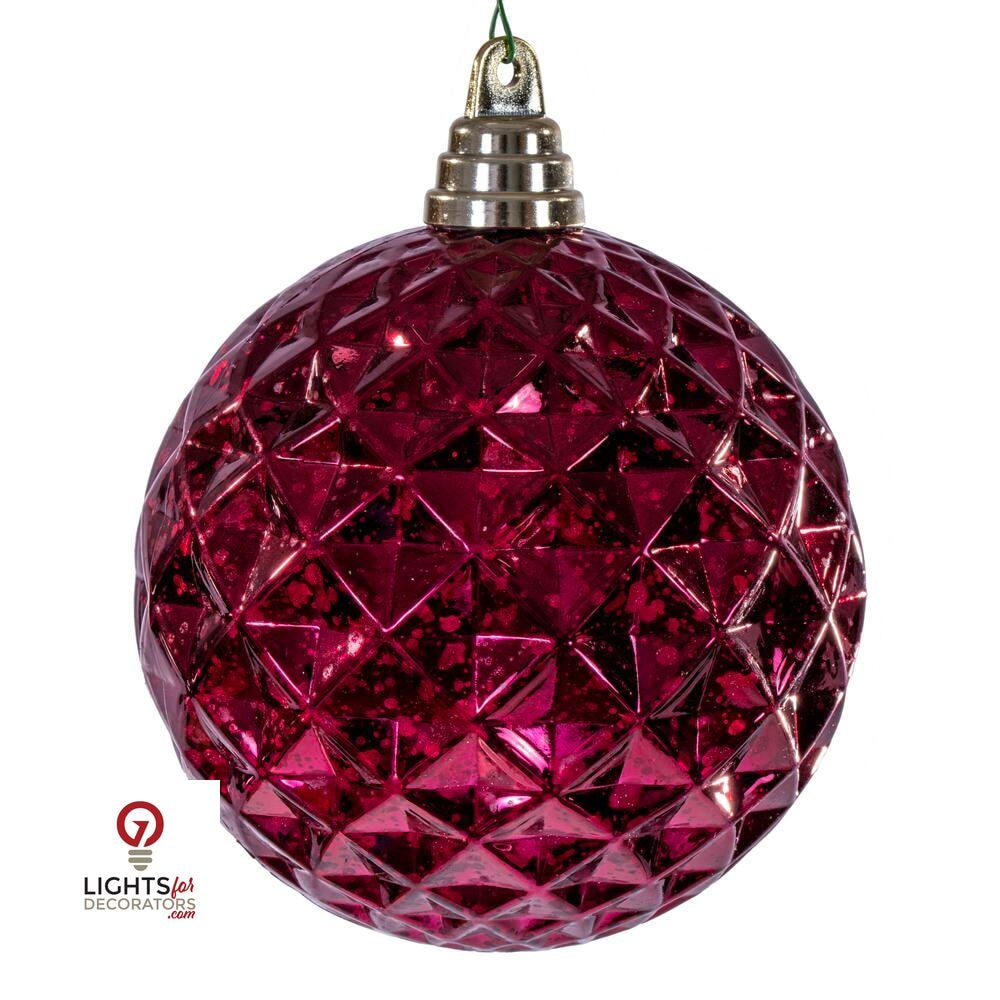 4.75" Diamond Mercury Ornament - Burgundy - Set of 4 Burgundy — view 1