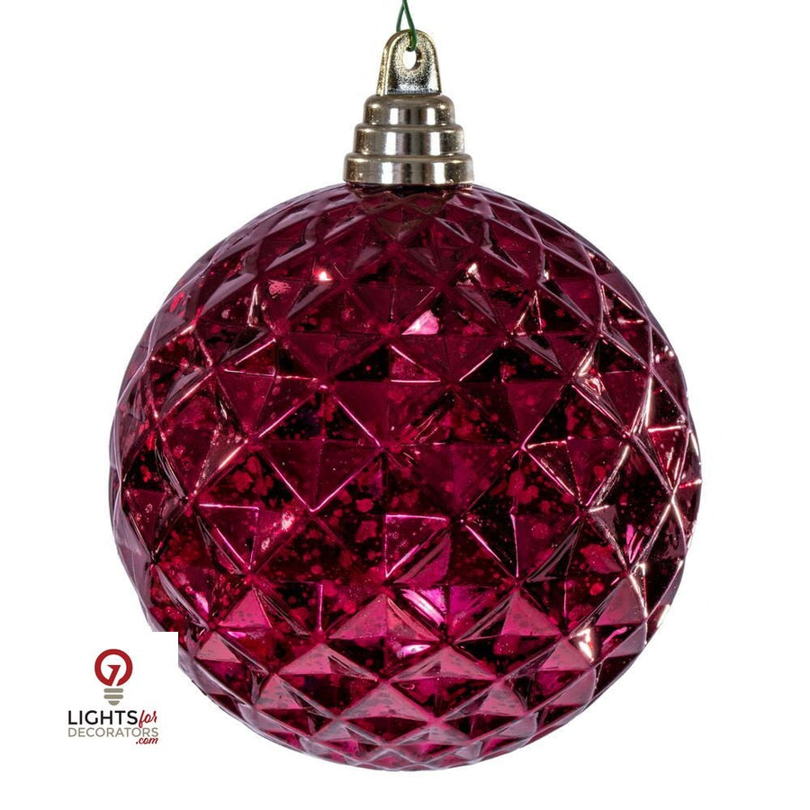 4.75" Diamond Mercury Ornament - Burgundy - Set of 4 Burgundy