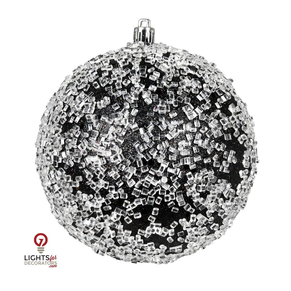4.75" Glitter Hail Ball Ornament - Black - Set of 4 Black — view 1