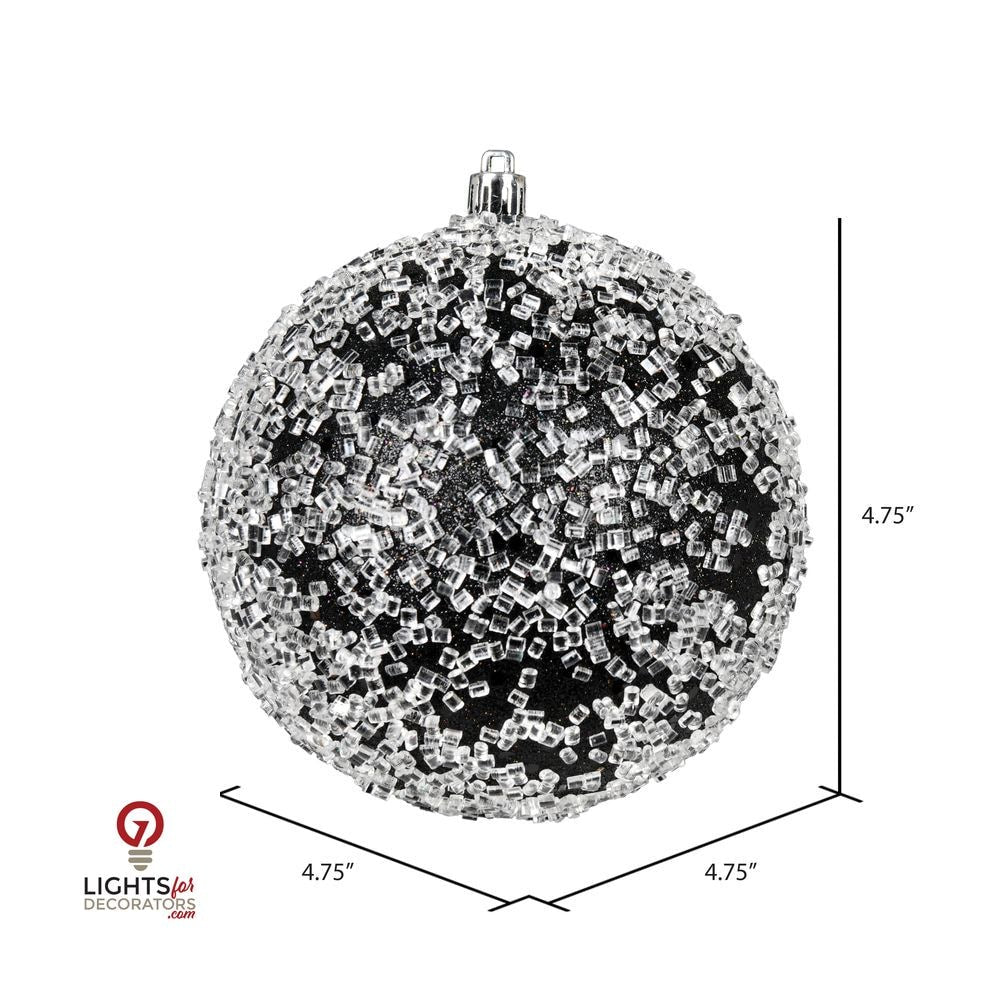4.75" Glitter Hail Ball Ornament - Black - Set of 4 Black — view 2
