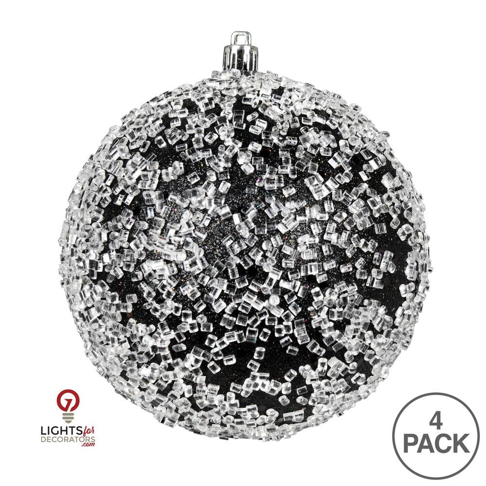 4.75" Glitter Hail Ball Ornament - Black - Set of 4 Black — view 3