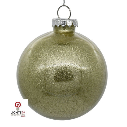 4.75" Glitter Clear Ball Ornament - Champagne - Set of 4 Champagne — view 1