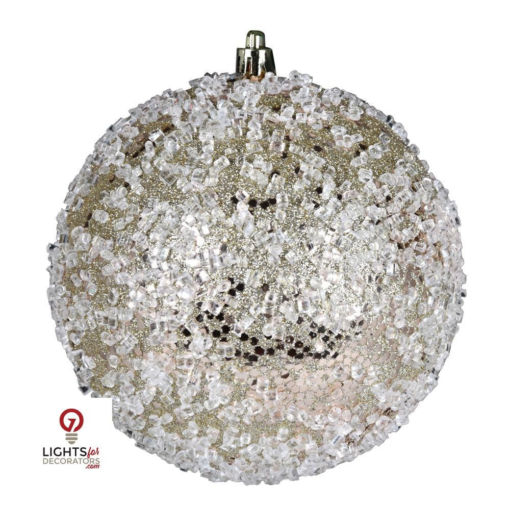 4.75" Glitter Hail Ball Ornament - Champagne - Set of 4 Champagne — view 1