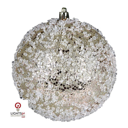 4.75" Glitter Hail Ball Ornament - Champagne - Set of 4 Champagne — view 1
