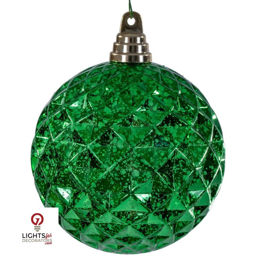 4.75" Diamond Mercury Ornament - Green - Set of 4 Green