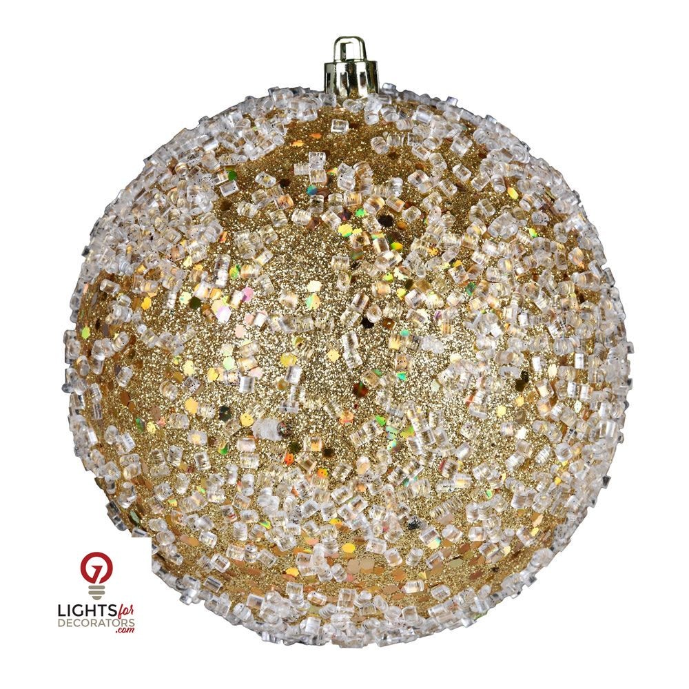 4.75" Glitter Hail Ball Ornament - Gold - Set of 4 Gold — view 1