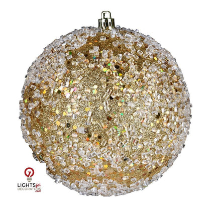 4.75" Glitter Hail Ball Ornament - Gold - Set of 4 Gold — view 1