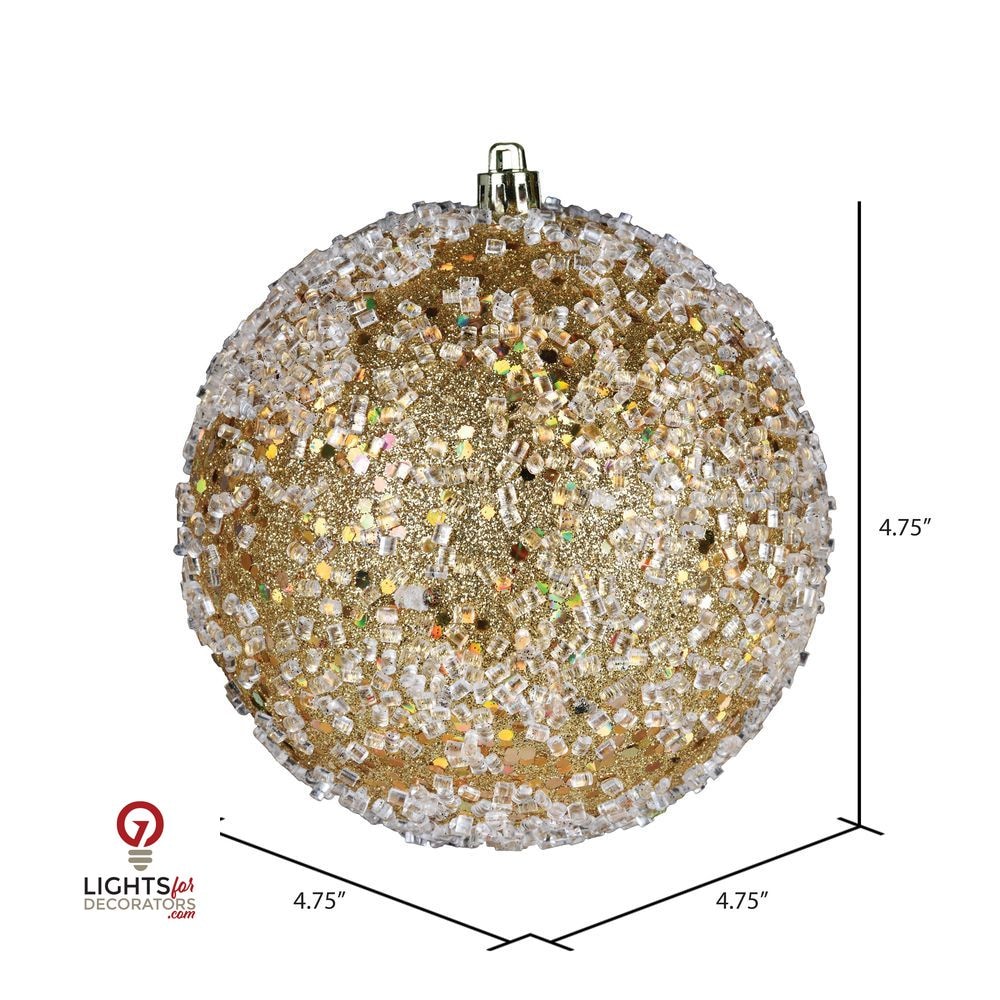 4.75" Glitter Hail Ball Ornament - Gold - Set of 4 Gold — view 2