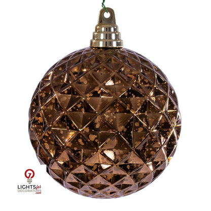 4.75" Diamond Mercury Ornament - Mocha - Set of 4 Mocha — view 1
