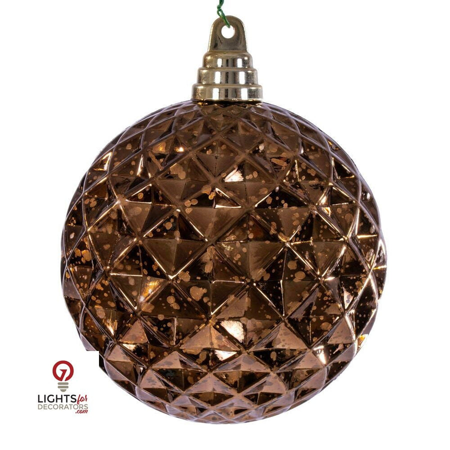 4.75" Diamond Mercury Ornament - Mocha - Set of 4 Mocha