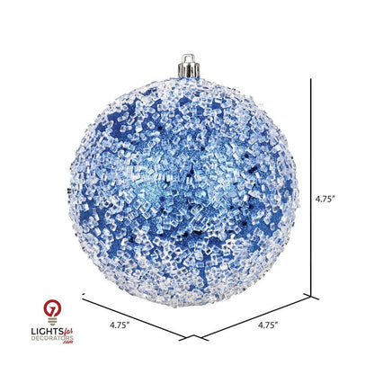 4.75" Glitter Hail Ball Ornament - Blue - Set of 4 Blue — view 1