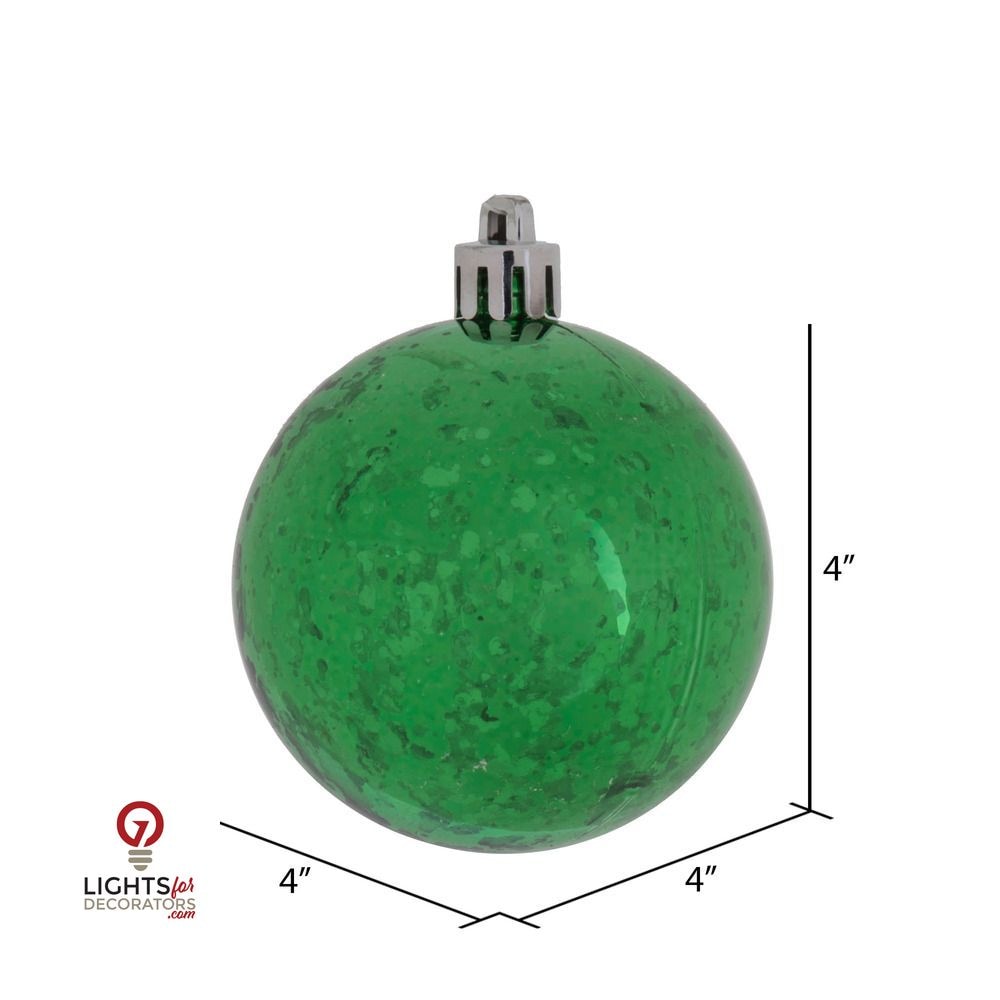 4.75" Shiny Mercury Ball Ornament - Green - Set of 4 Green — view 2