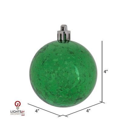 4.75" Shiny Mercury Ball Ornament - Green - Set of 4 Green — view 2