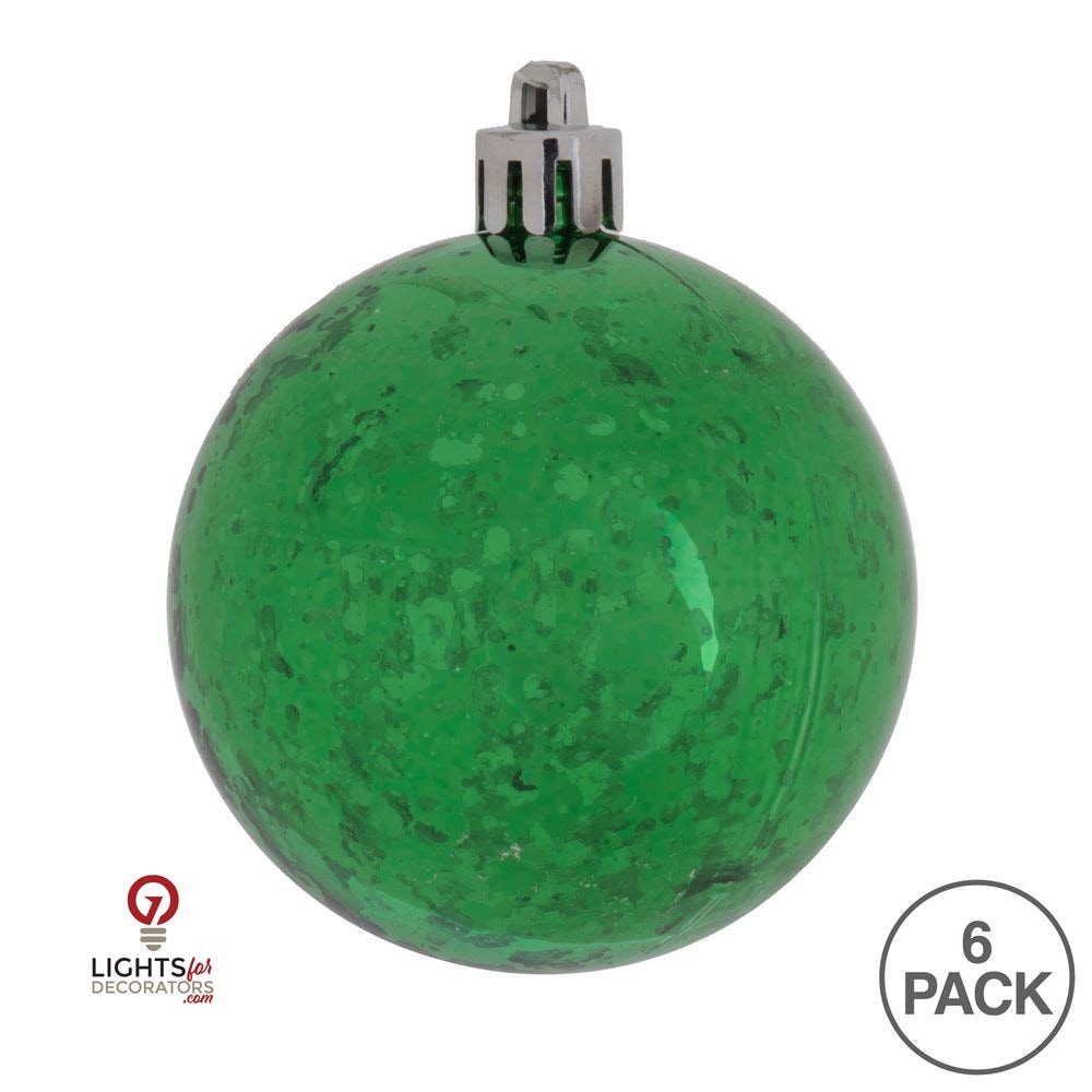 4.75" Shiny Mercury Ball Ornament - Green - Set of 4 Green — view 3