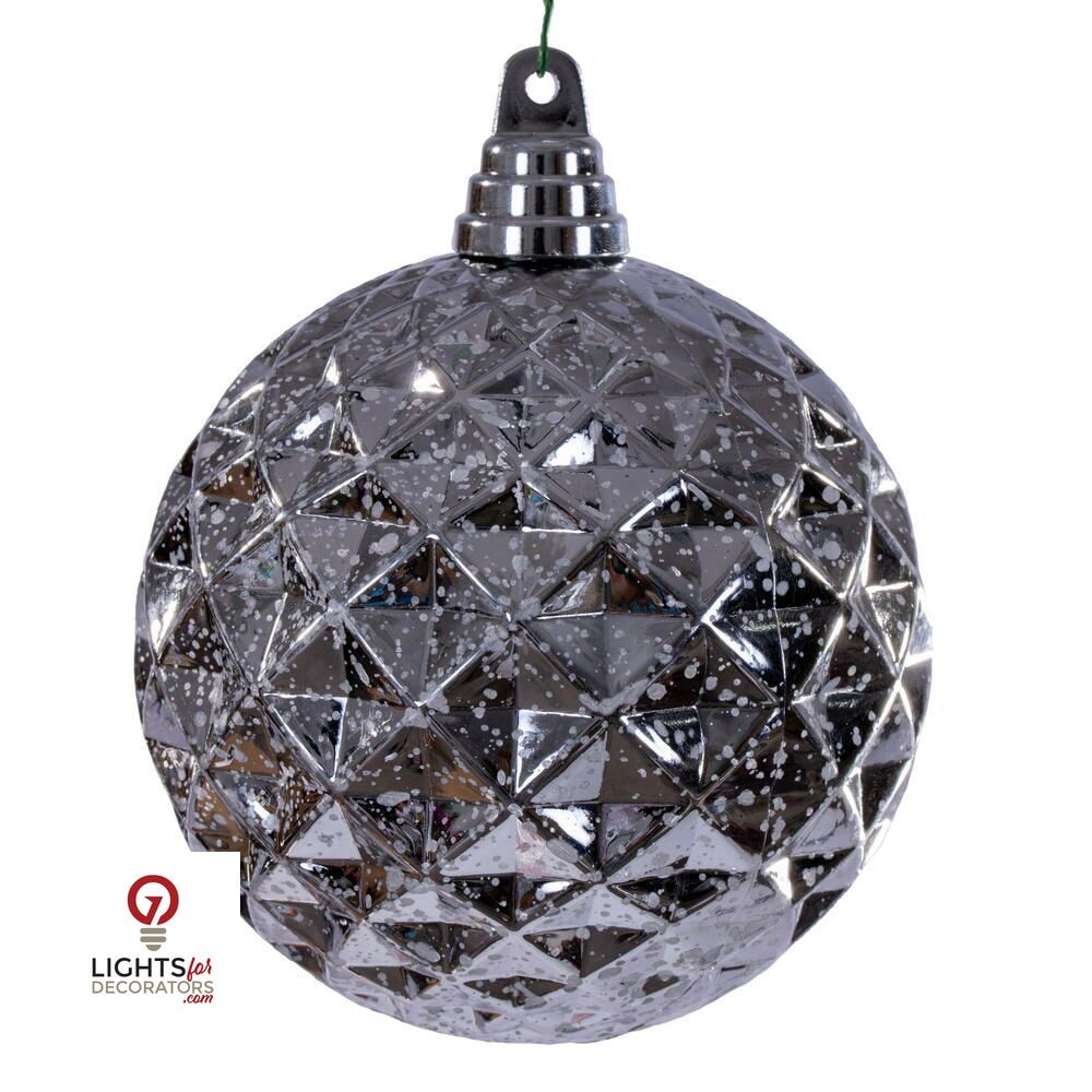 4.75" Diamond Mercury Ornament - Silver - Set of 4 Silver — view 1