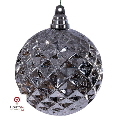 4.75" Diamond Mercury Ornament - Silver - Set of 4 Silver — view 1