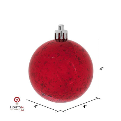 4.75" Shiny Mercury Ball Ornament - Red - Set of 4 Red — view 2