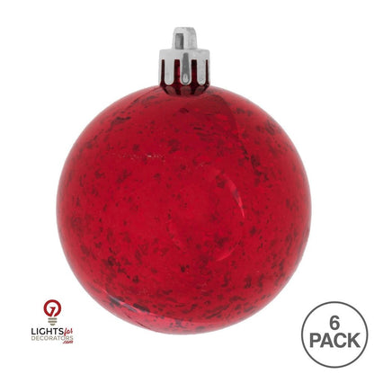 4.75" Shiny Mercury Ball Ornament - Red - Set of 4 Red — view 3