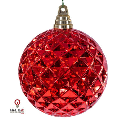 4.75" Diamond Mercury Ornament - Red - Set of 4 Red — view 1