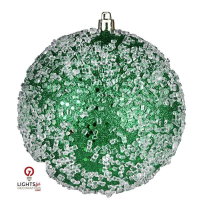 4.75" Glitter Hail Ball Ornament - Green - Set of 4 Green — view 1