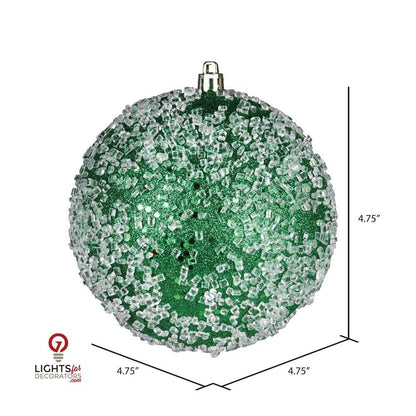 4.75" Glitter Hail Ball Ornament - Green - Set of 4 Green — view 2