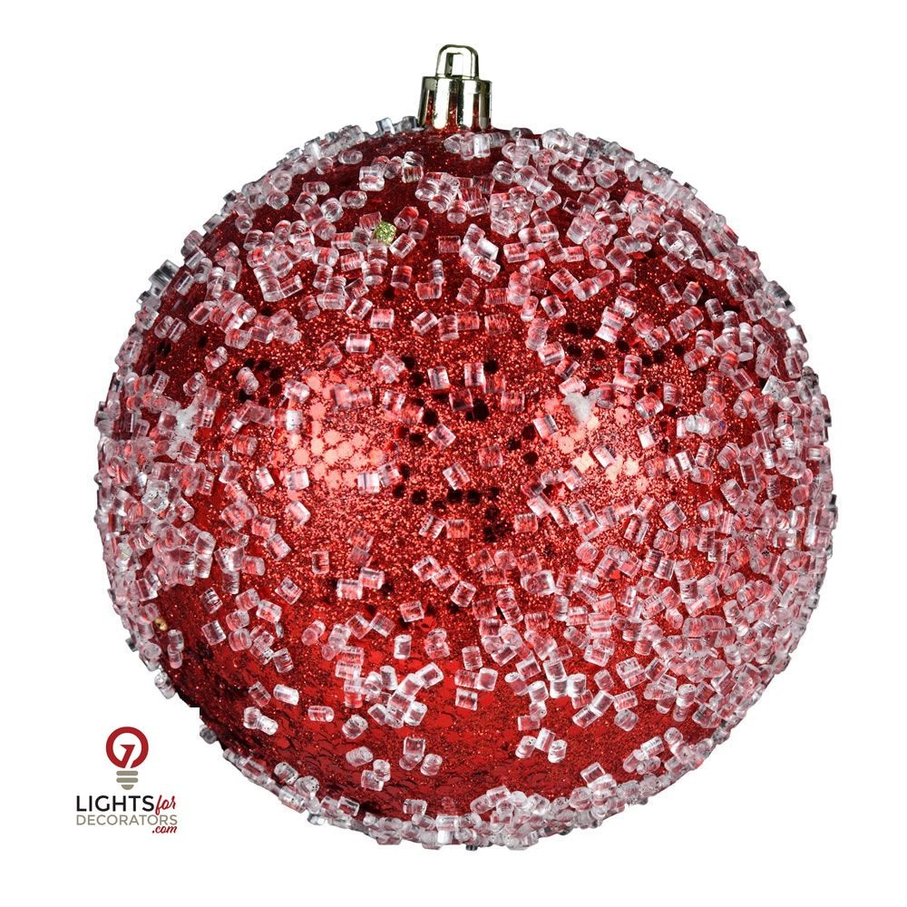 4.75" Glitter Hail Ball Ornament - Red - Set of 4 Red — view 1