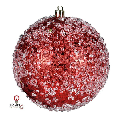 4.75" Glitter Hail Ball Ornament - Red - Set of 4 Red — view 1