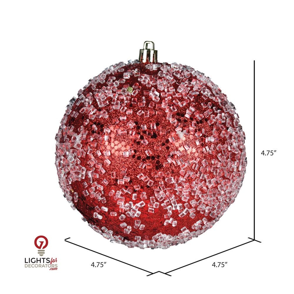 4.75" Glitter Hail Ball Ornament - Red - Set of 4 Red — view 2