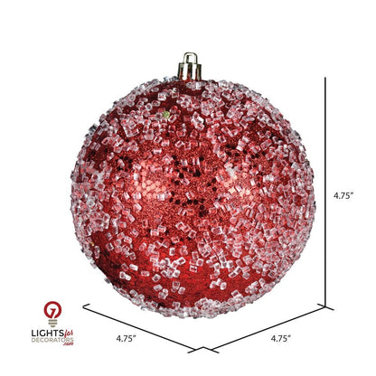 4.75" Glitter Hail Ball Ornament - Red - Set of 4 Red — view 2