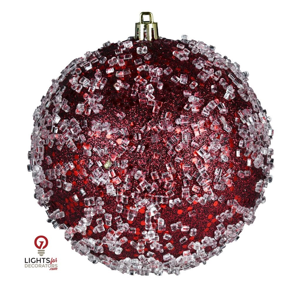 4.75" Glitter Hail Ball Ornament - Wine - Set of 4 Wine — view 1
