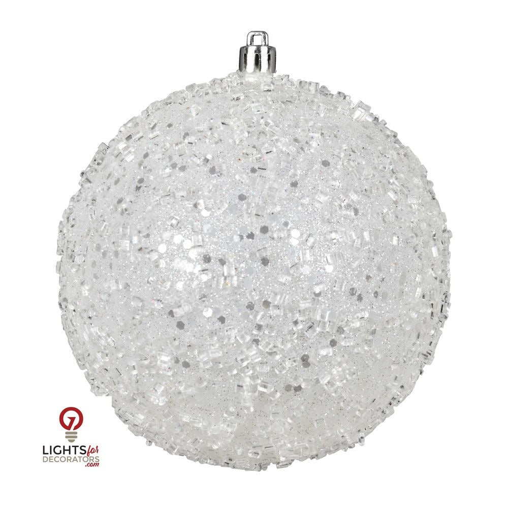 4.75" Glitter Hail Ball Ornament - White - Set of 4 White — view 1