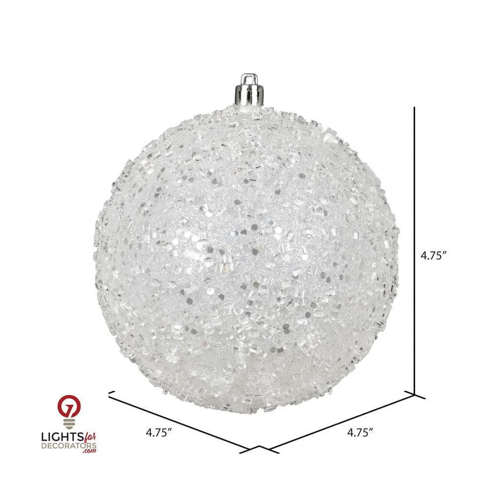 4.75" Glitter Hail Ball Ornament - White - Set of 4 White — view 2