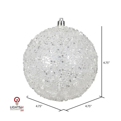 4.75" Glitter Hail Ball Ornament - White - Set of 4 White — view 2