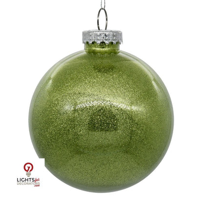 4" Glitter Clear Ball Ornament - Celadon - Set of 6 Celadon — view 1