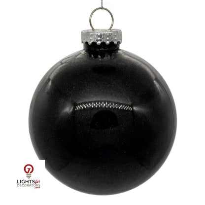 4" Glitter Clear Ball Ornament - Black - Set of 6 Black — view 1