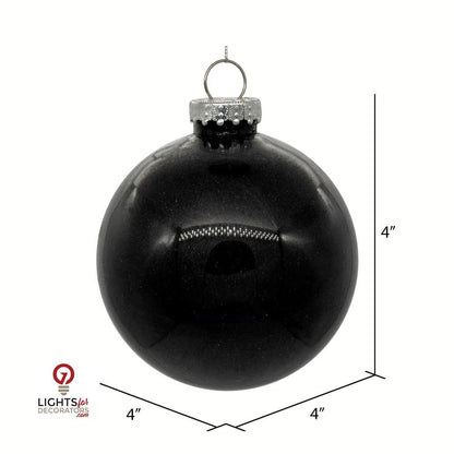 4" Glitter Clear Ball Ornament - Black - Set of 6 Black — view 2