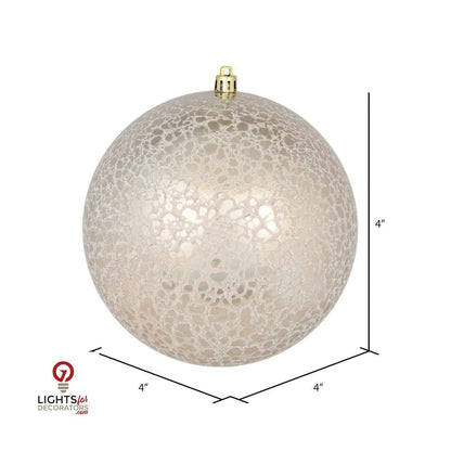 4" Crackle Ball Ornament - Champagne - Set of 6 Champagne — view 2
