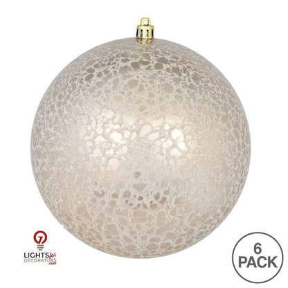 4" Crackle Ball Ornament - Champagne - Set of 6 Champagne — view 3
