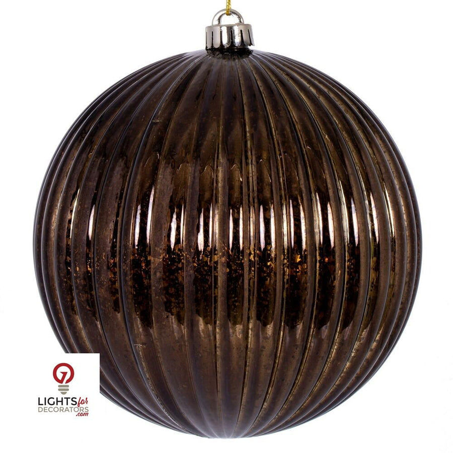 4" Mercury Lined Ball Ornament - Chocolate - Set of 6
