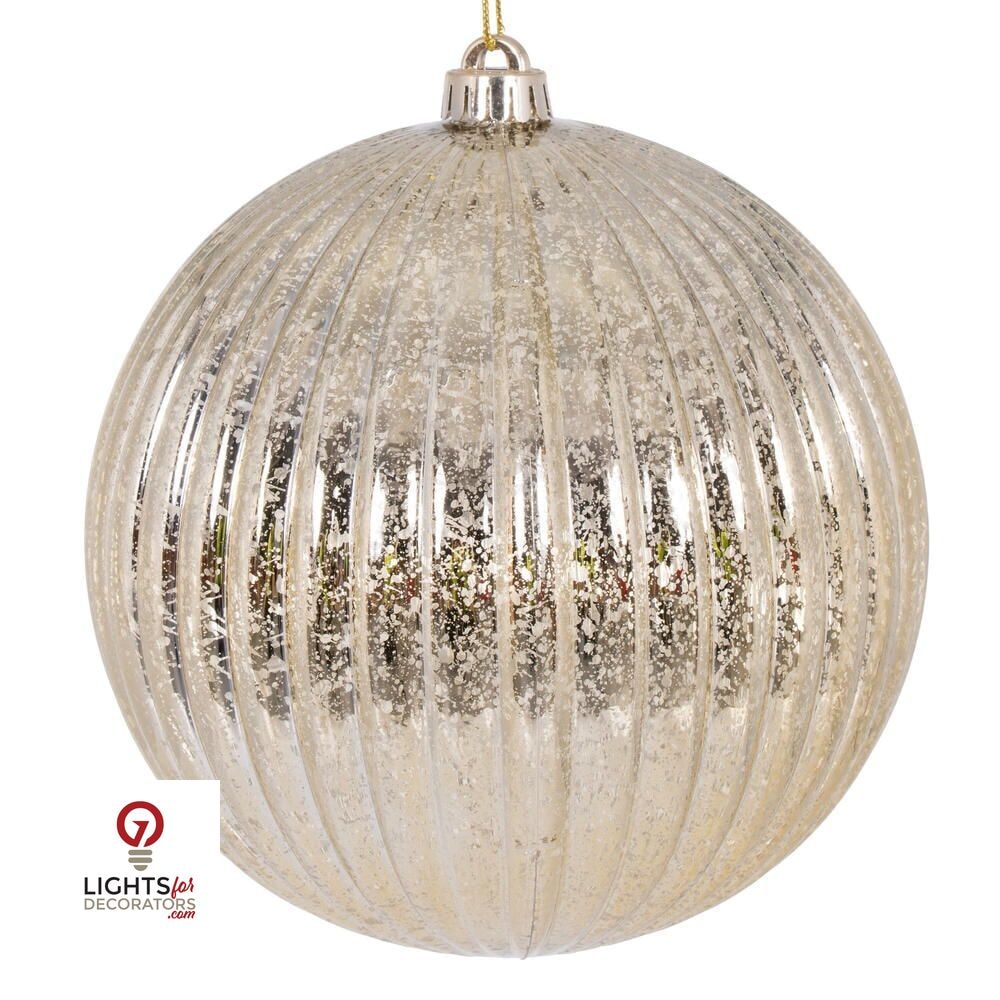 4" Mercury Lined Ball Ornament - Champagne - Set of 6 Champagne — view 1