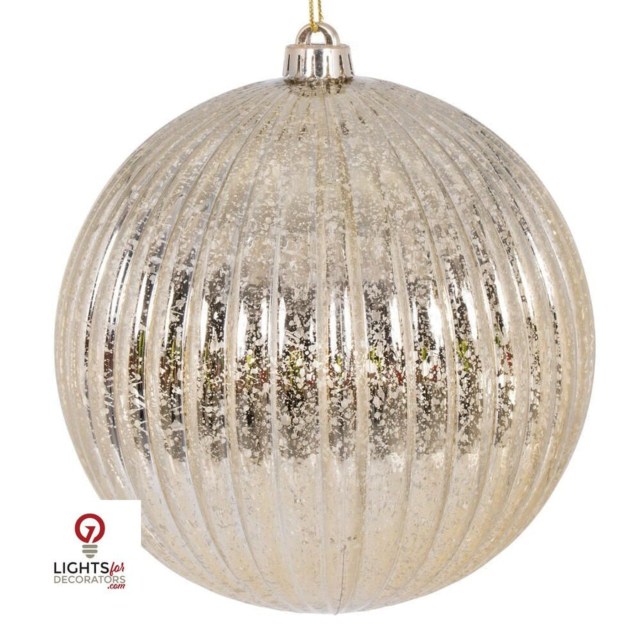 4" Mercury Lined Ball Ornament - Champagne - Set of 6 Champagne