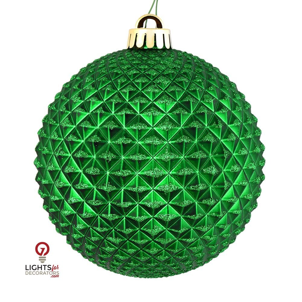 4" Durian Glitter Ball Ornament - Green - Set of 6 Green — view 1