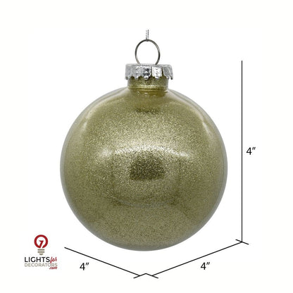 4" Glitter Clear Ball Ornament - Champagne - Set of 6 Champagne — view 2